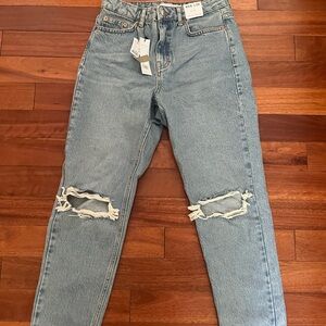 Topshop High Rise Light Blue Distressed Jeans